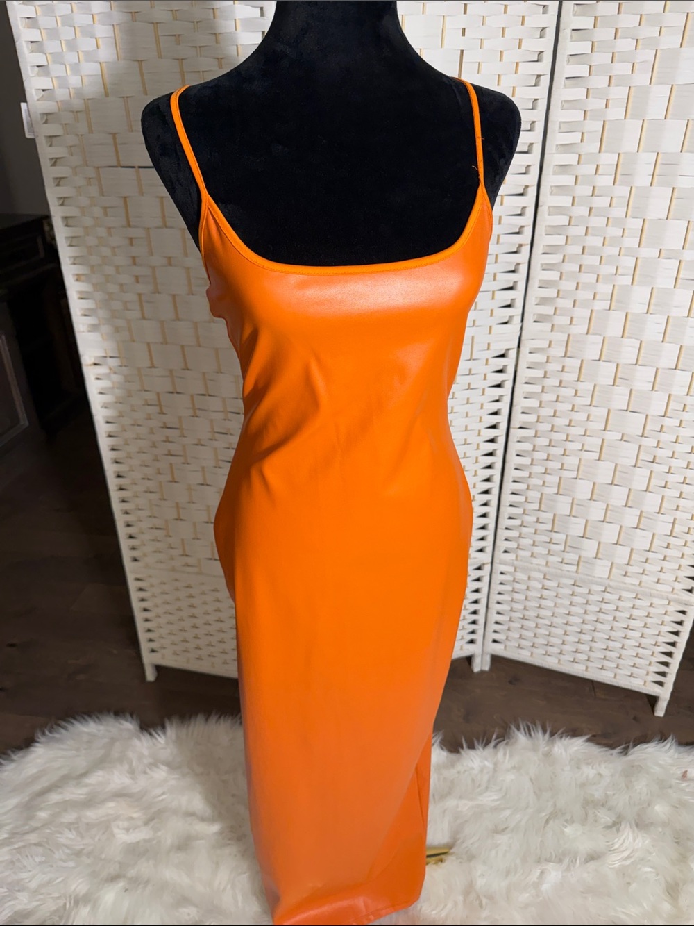 PrettyLittleThing Orange Maxi Slip Dress